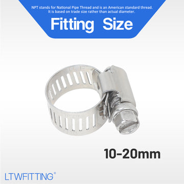 LTWFITTING  11-20mm Stainless Steel 304 Hose Clamp, Adjustable Worm Gear Clamps for Automotive Radiator Fuel Line Plumbing Intercooler and Mechanical Applications (Pack of 30)